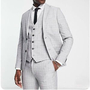 New Look Light Gray Plaid Slim Fit Suit NWT